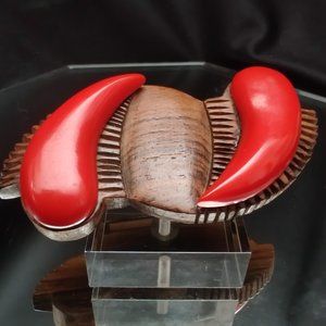Huge Vintage Art Deco Cherry Red Bakelite Brooch